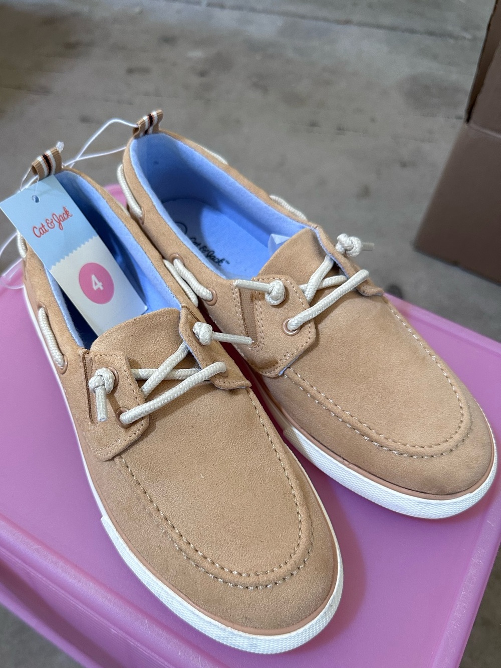Boys Cat & Jack Tan Suede Boat Shoes